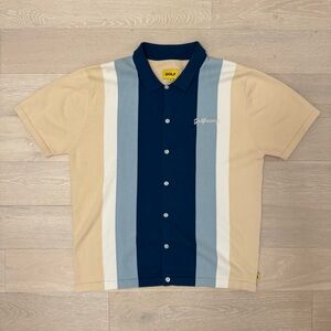 Golf Wang Beige and Blue Striped Casual Knit Shirt